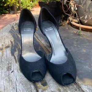 Black Stuart Weitzman peep-toe stilettos